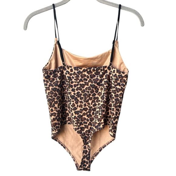 NWOT Anthropologie The Renna Seamless Square-Neck Bodysuit Brown Motif Size L/XL - Picture 2 of 7